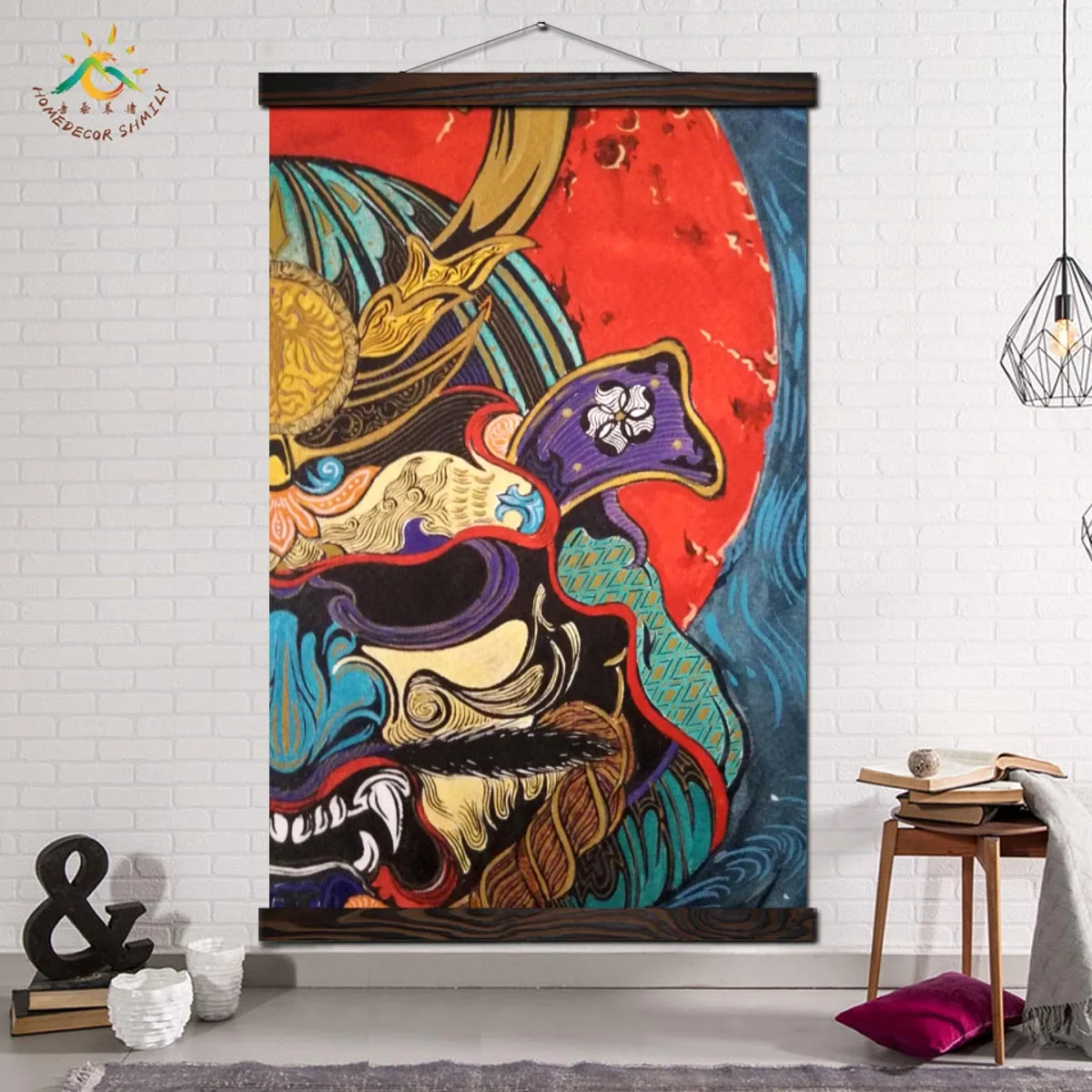 

Abstract Wall Art Posters and Prints Canvas Painting Wall Pictures Vintage Colorful Mask Samurai Illustration