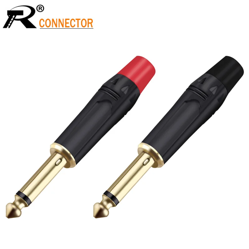2-pcs-novo-jack-635-mono-plug-com-interruptor-mudo-grande-de-dois-pinos-mono-mute-plug-suave-preto-banhado-a-ouro-conector-de-microfone-de-65mm