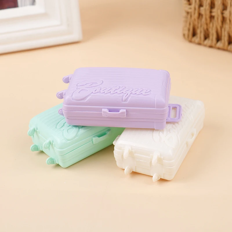 1PCS New Creative Dollhouse Miniature Plastic Suitcase Trunk Travel Toy Doll House Decor Accessories Kids Toys Gifts