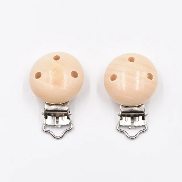 10PCs Baby Teether Clip Pacifier Chain Wood Blanks Pacifier Baby Teething Bracelet Bead Clip Diy Wooden Clips Accessories