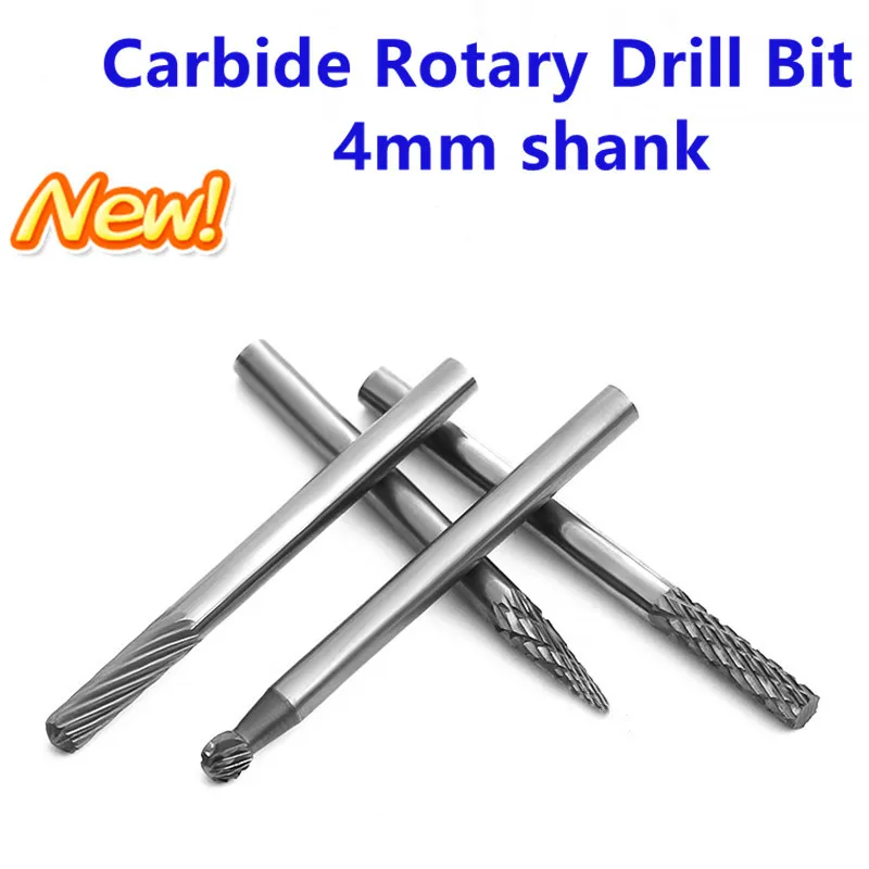 3mm 4mm shank Tungsten carbide drill bit File hard alloy rotary bur cnc end milling chamfering cutter Grinding Head lathe tools