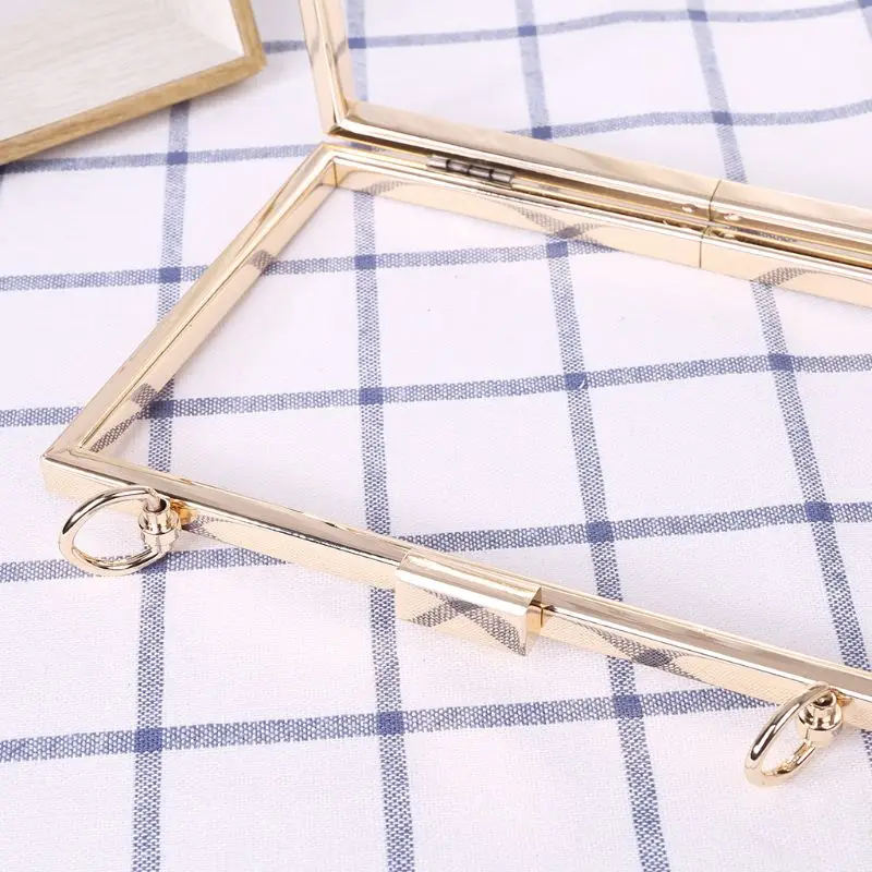 63HC Rectangle Metal Frame Box Purses Handles for DIY Handbags Evening Bag Clutch Accessories