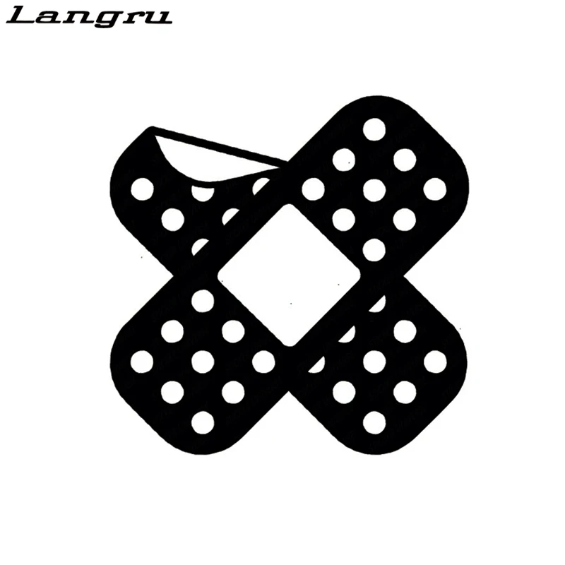 Langru 14*14CM Crossed Bandage Die Cut Vinyl Decal Bumper Sticker Car Funny Accessories Jdm