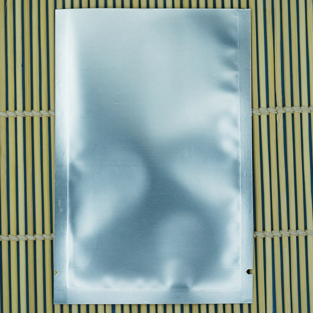 100 szt. Srebrne, matowe, aluminiowe torebki z folii aluminiowej z możliwością zgrzewania - torebki z folii Mylar z otwartym górnym krawędziem, plastikowe opakowania na żywność, przyprawy/sosy