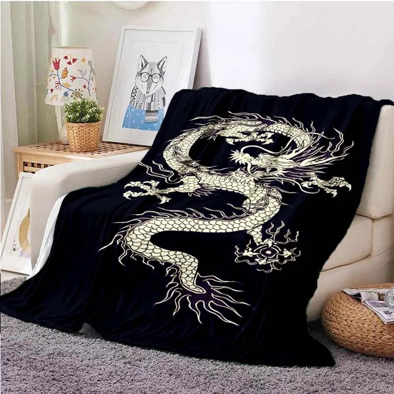 Chinese dragon or divine  Fluffy Blanket Flannel Warmth Soft Plush Sofa Throw Dragon eye square  blanket Tourist