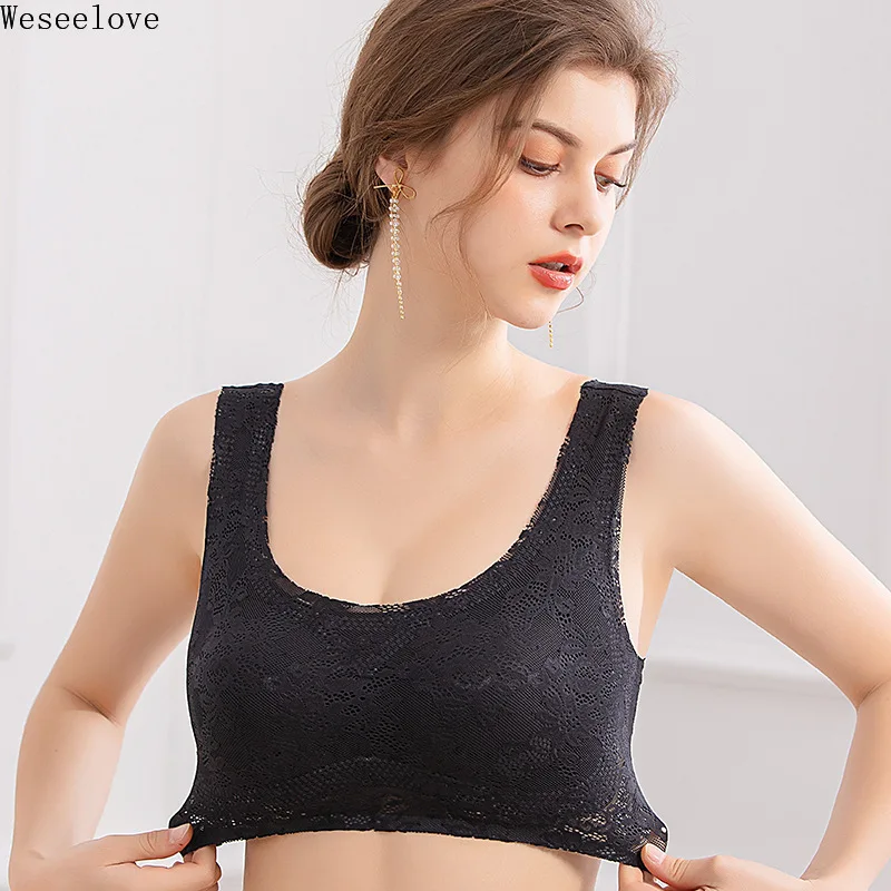 Weseelove Wire Free Large Cup Bra Large Big Push Up Bra Vest Bra Plus Size Extra Large Underwear Women Sexy Lingerie Hot X43-3