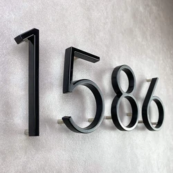 142mm Floating Exterior House Numbers Modern Number Signs on the Door Extra Large Black Apartment Address and Mailbox Plate #0-9