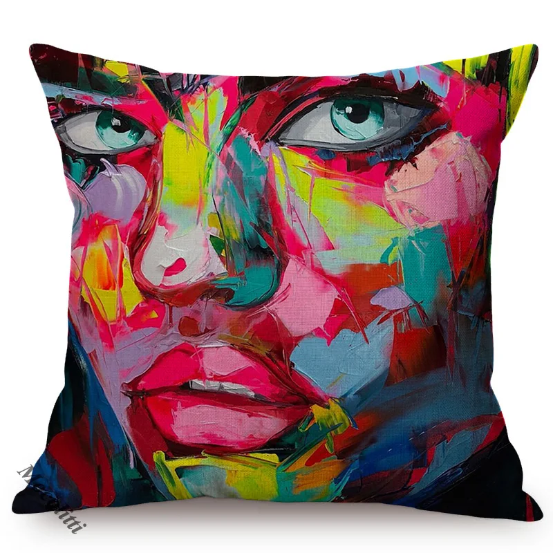 Celebrity Portrait Abstract Oil Painting Design Decoration Cushion Cover Funky Art Luxury Home Decor Sofa Throw Pillow Case