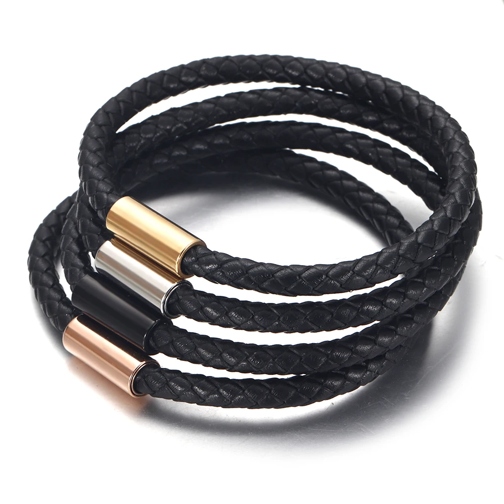 Stainless Steel 3mm 6mm Hole Size Magnetic Clasp Leather Cord Bracelet Necklace DIY Jewelry Making Accessories