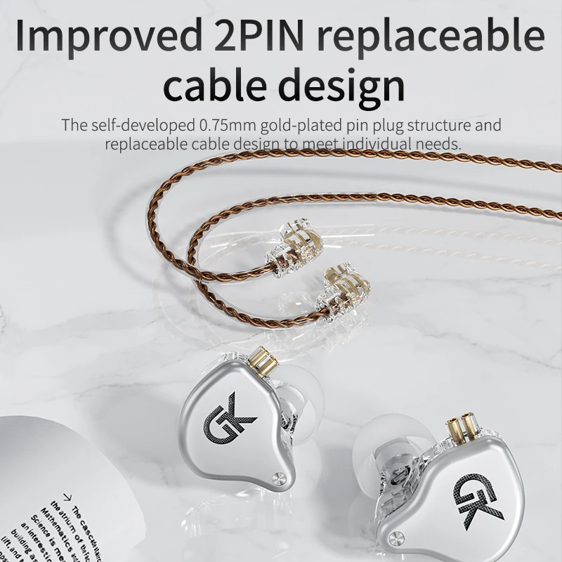 GK GS10 이어폰 하이브리드 기술 4BA + 1DD 10-Unit In-Ear Bass HIFI 모니터 스포츠 유선 헤드폰 (마이크 헤드폰 포함)
