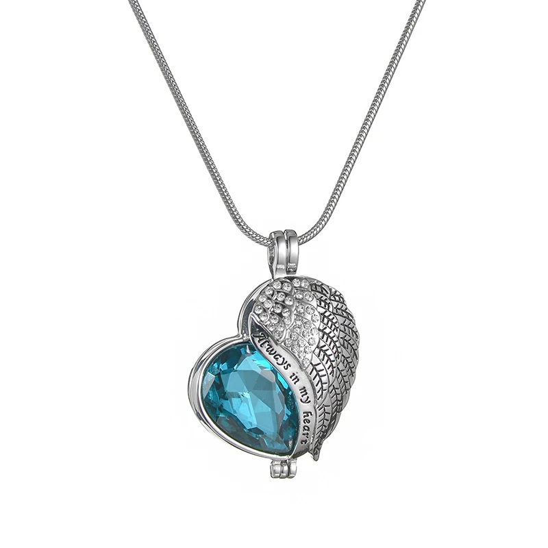 New Heart Wings Urn Necklace For Women Cremation Jewelry Always in my Heart Ashes Memorial Necklace Pendant  Dropshipping