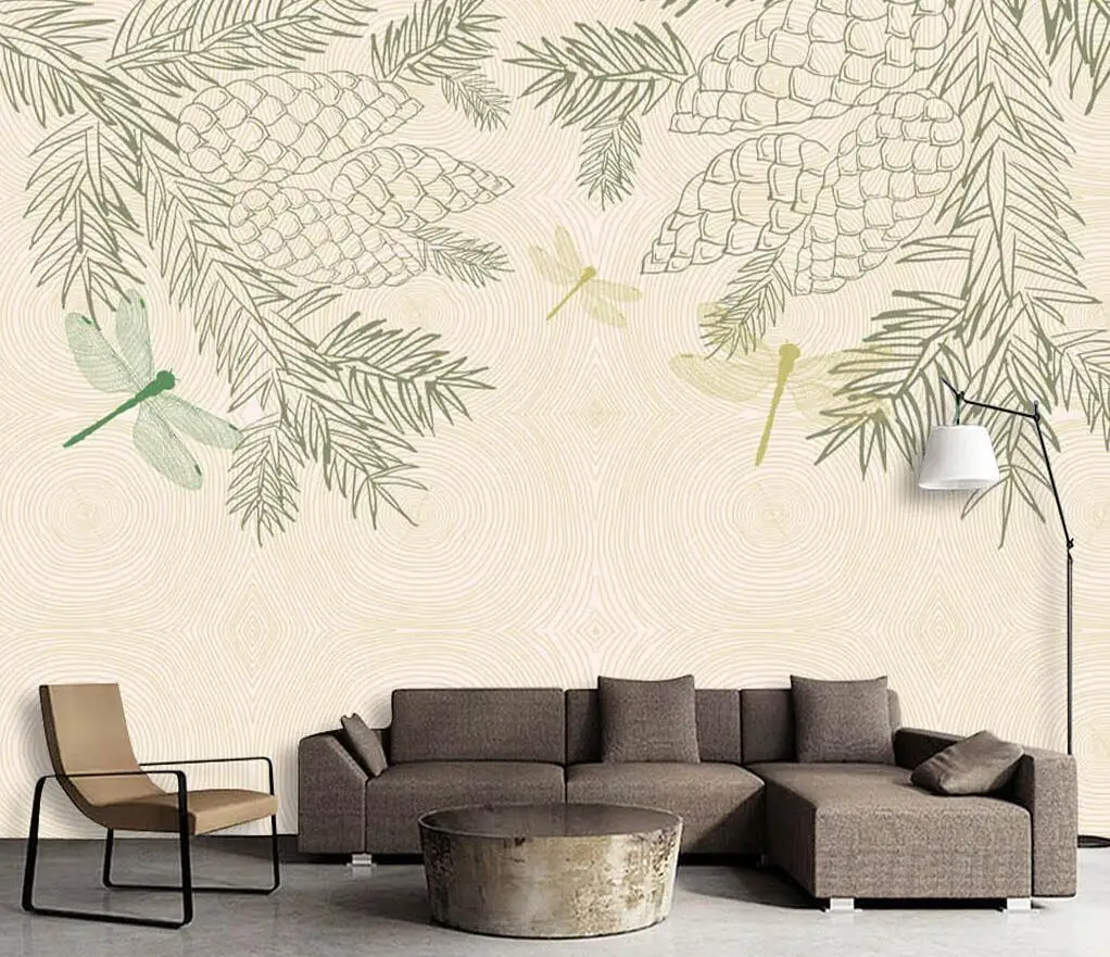 Custom wallpaper hand-painted tropical plants dragonfly TV background wall murals home decoration rainforest plants 3d wallpaper