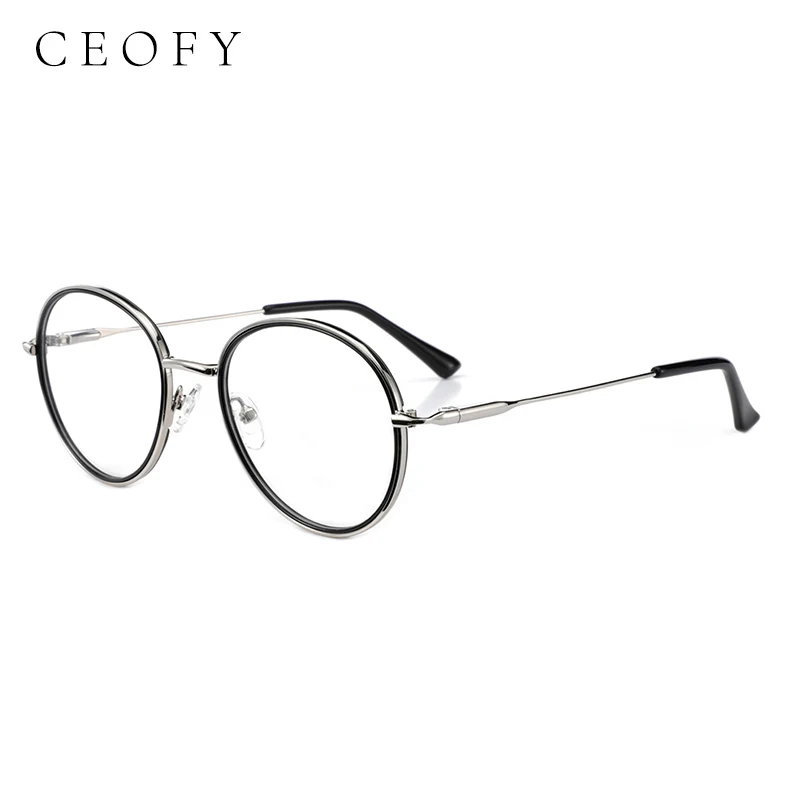 Ceofy Women Fashion Optical Round Eyeglasses Frame Vintage Myopia New Prescription Brand Design Glasses Frame G6018