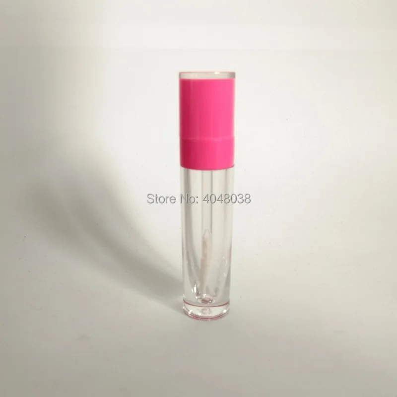 50 Stück leere Lipgloss-Röhren, rosa, schwarz, weiße Kappe, runde Kunststoff-Lipgloss-Behälter, Kosmetik-Lipgloss-Röhren mit transparenter Flasche