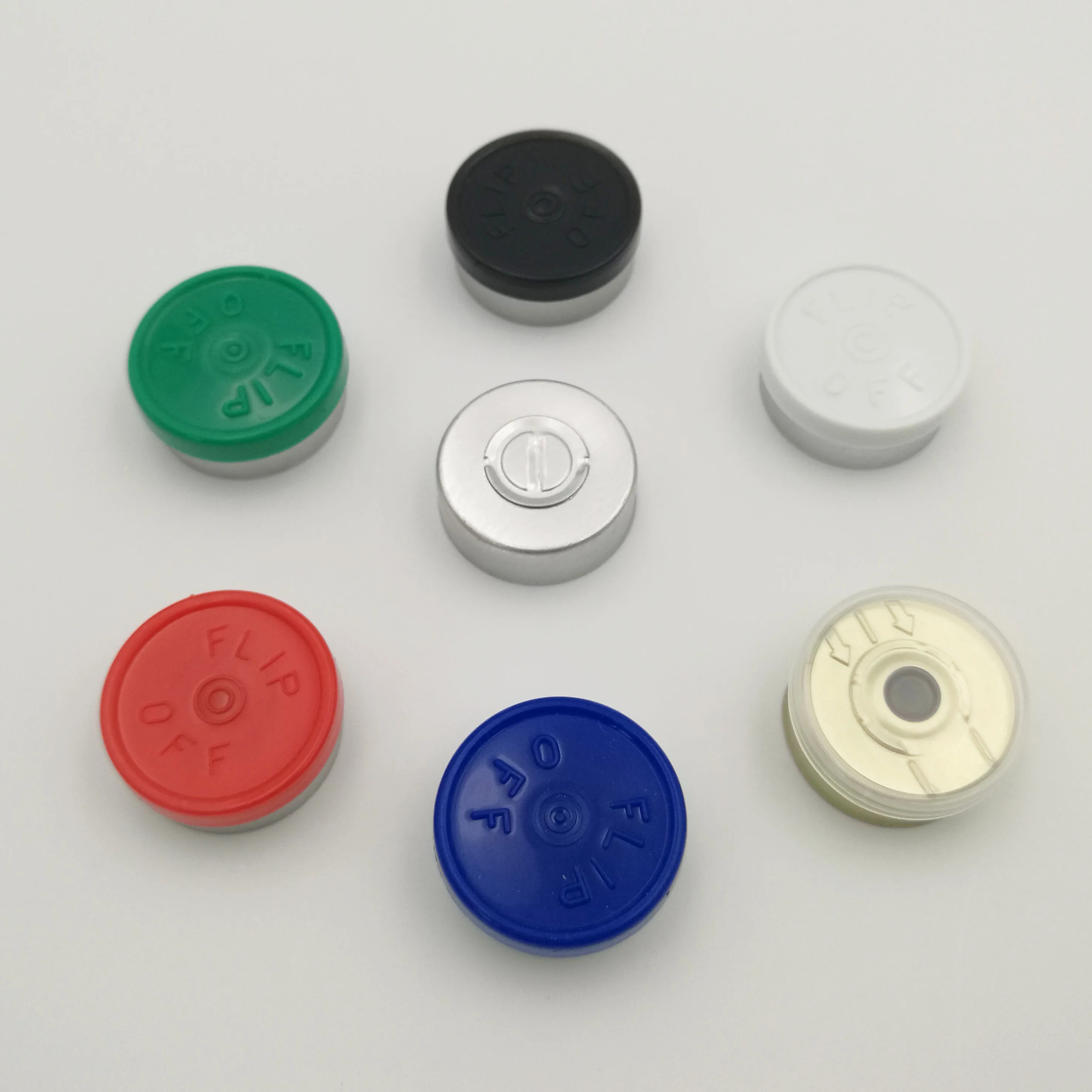 Flip off cap, tear off cap, easy-open cap, vials, Stopper Aluminum caps