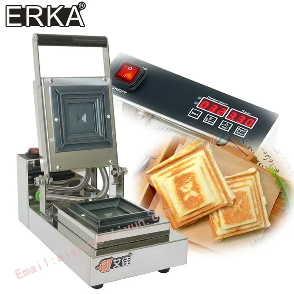 ERKA Hot Press Sandwich Maker square Sandwich griller Non-Stick Double-sided Heating toaster breakfast burger  Toastie maker