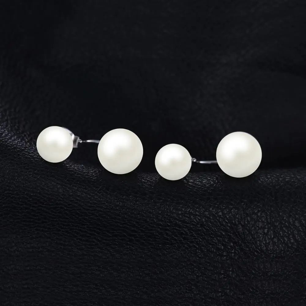 JewelryPalace White Shell Pearl 925 Sterling Silver Jacket Stud Earrings for Women Statement Gemstone Jewelry Birthstone
