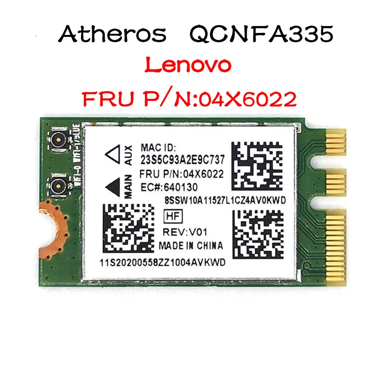 Tarjeta inalámbrica QCNFA335, Wifi, Bluetooth 4,0, NGFF, para G40-30, 45, 70, B50, V1000, FRU:04X6022