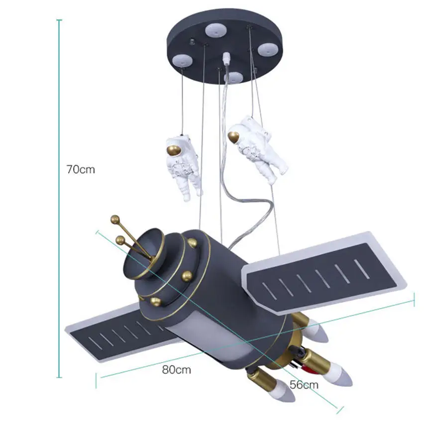 cartoon satellite astronaut led chandelier lighting for children bedroom living room personality