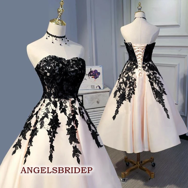 ANGELSBRIDEP Sweetheart Prom Dresses abiti da festa pizzo Sweetheart Sweetheart Tea-lunghezza Design semplice abiti da sera economici