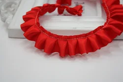 61Yards Ruffle Lace Trim Red Pink Green Black Pleated Ribbon Collar Skirt DIY Crafts Accessories Garments