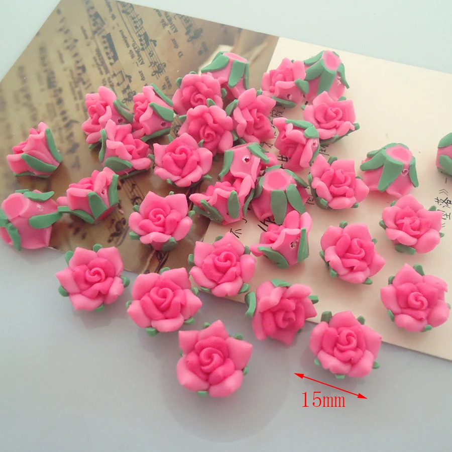 25pcs/lots 15mm Polymer Clay Flowers Beads For Diy Bracelets Retro Hair Jewelry Scrapbook Making Phone Case Decoration Materials