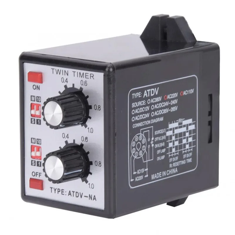

AC110V/220V New Professional Knob Control Time Switch Relay On/Off High Precision Twin Timer Relay Multi-Section Tester