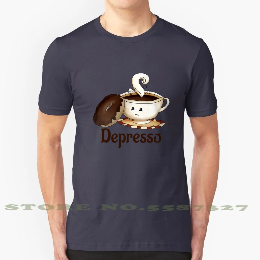 Depresso 100% Cotton T-Shirt Depresso Depressed Depression Pressos Cofe Cofee Beverage Fun Funny Joke Pun Punny Puns Rofl