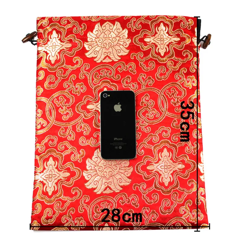 Jacquard Floral Luxury Extra Large Gift Bags Christmas Chinese Silk Brocade Drawstring Pouch Shoes Dust Covers