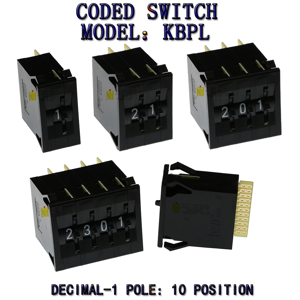 KBPL  BCD Code Binary Output  Switches/ThumbwheelSwitches 0-9C Gold Plated terminal block 0-9 Digits Decimal Code Black