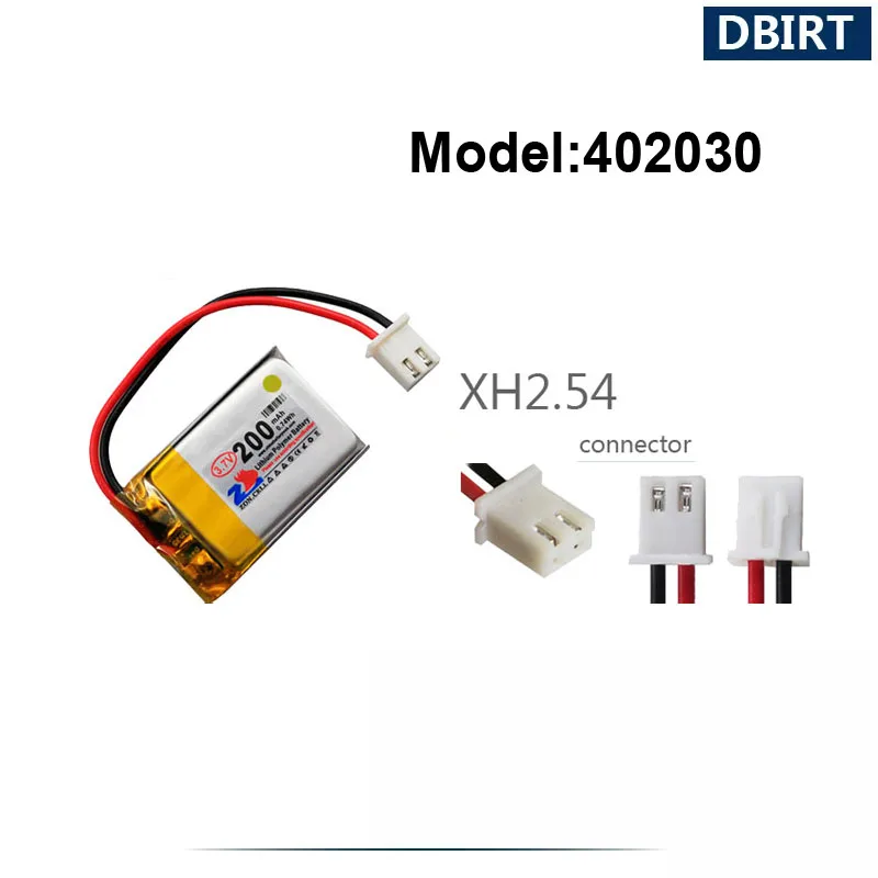 200MAh LP402030 AHB402030 402030 XH2.54 NTC Molex JST SM Pin Cho Micro Mini Camera Thiết Bị Bluetooth Điều Khiển Đầu Ghi
