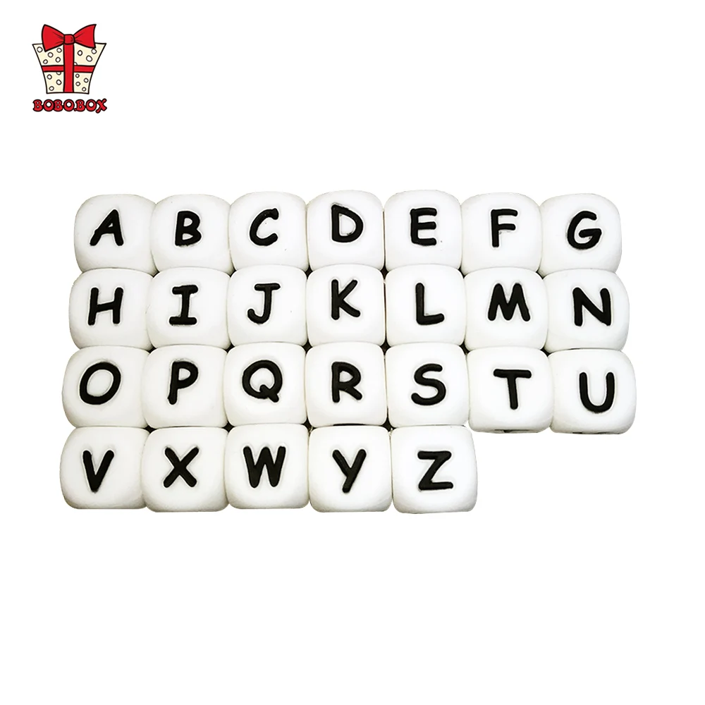 BOBO.BOX 10Pcs Silikon Englisch Alphabet Perlen Brief BPA FREI Material Für DIY Baby Zahnen Halskette Baby Beißring