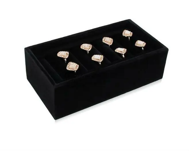 Convenient Charming Women Rings Tray Makeup Cases 8 Positions Velvet Jewelry Trays Box Rings Storage Box Jewelry Case Display