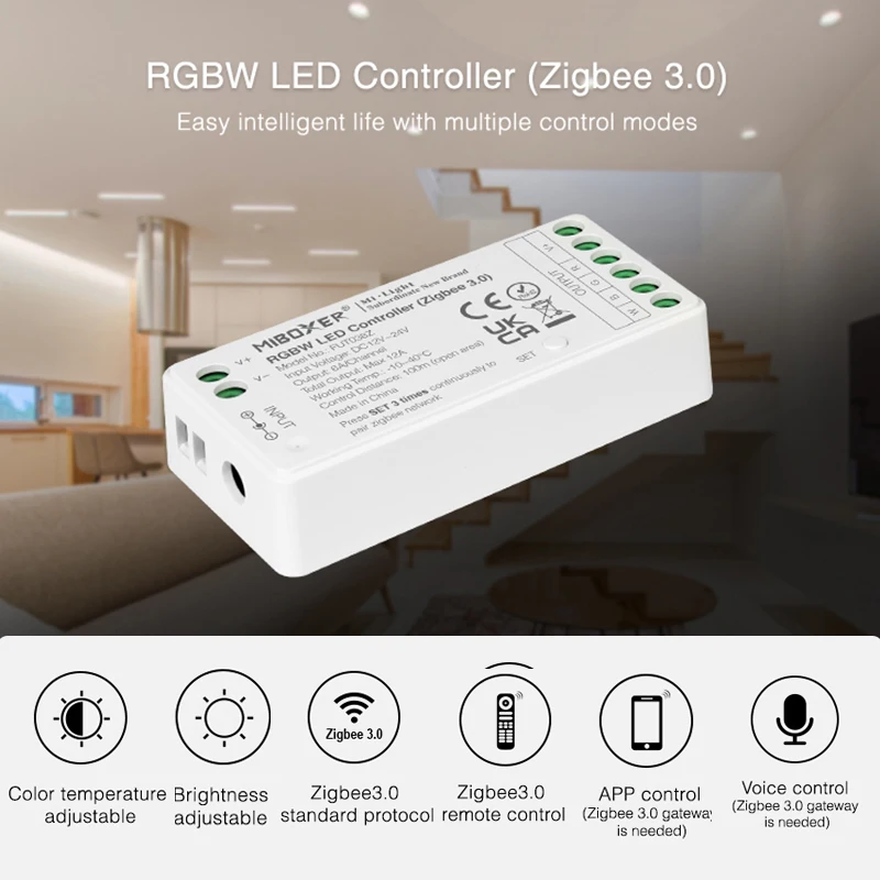 Imagem -03 - Led Zigbee 3.0 Controlador Rgb Rgbw Rgb Mais Cct Led Luz de Tira Dc1224v Trabalho com Alexa Eco Smartthings Tuya App Controle de Voz