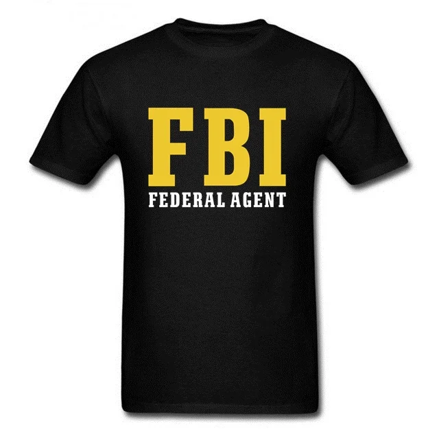 Men Pure Cotton Short Sleeve Tshirt Youth FBI Men T-Shirt Agent Secret Service Police CIA Staff Tee