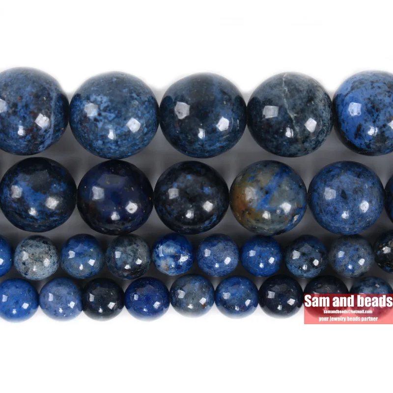 Natural 5A Blue Dumortierite Stone Beads Round Loose Beads For Jewelry Making DIY Bracelets Necklace 15\'\' 4/6/8/10/12mm