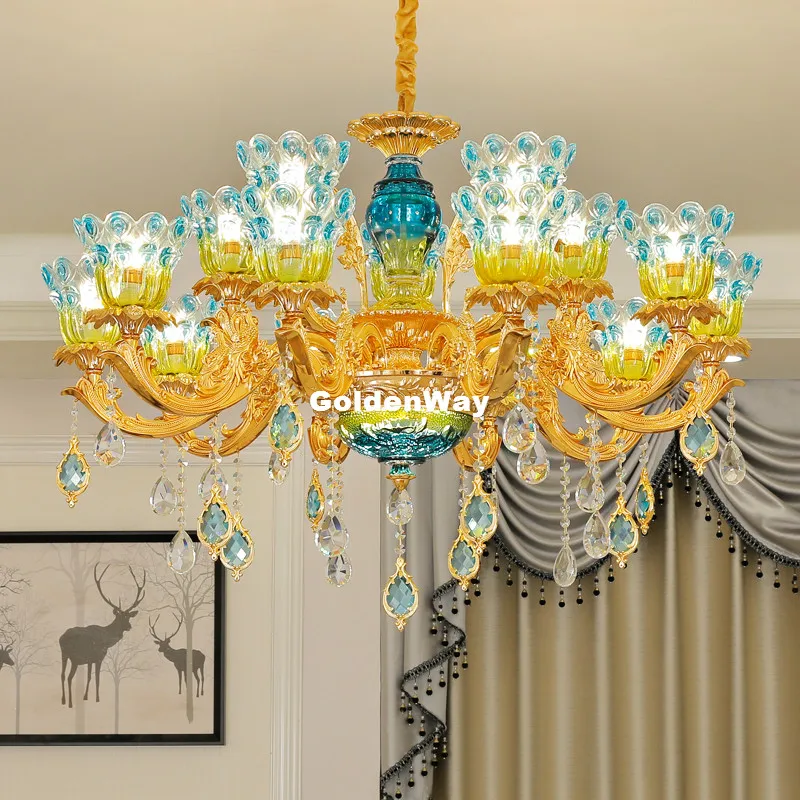 

Modern Alloy Gold Color Alloy Lustres Hot Chandelier Crystal Vintage Crystal Chandelier E14 AC LED White High Quality Chandelier