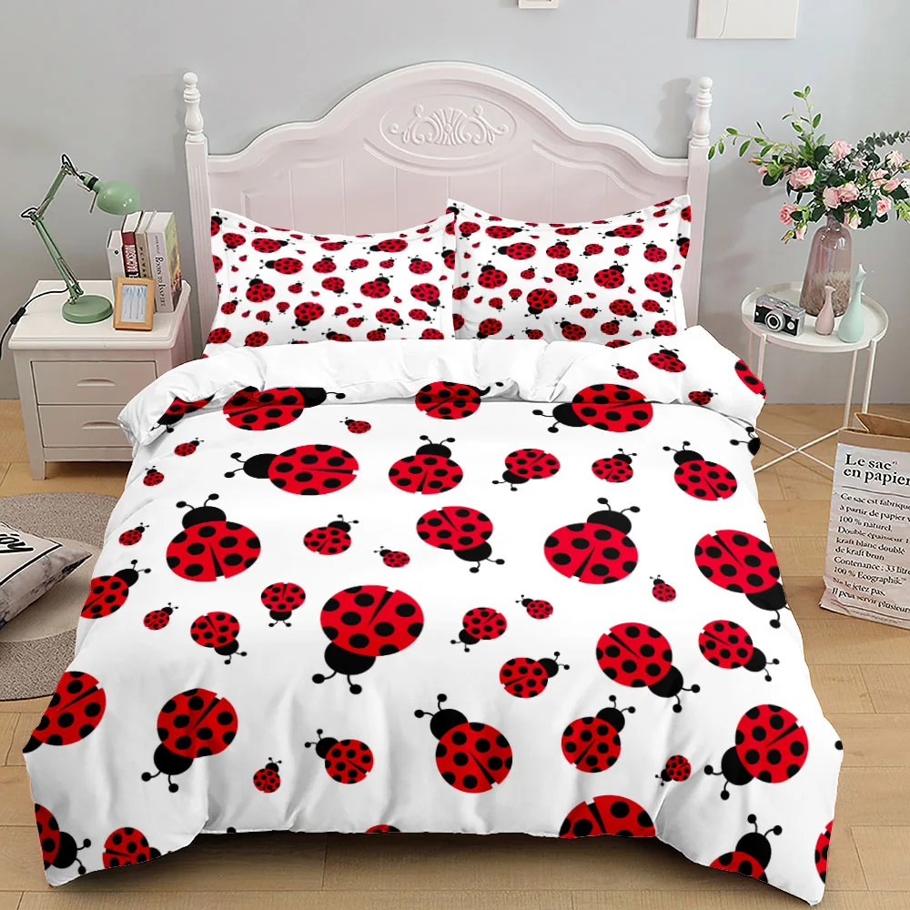 Fashion Stars ladybug Insects Duvet Cover Set King Queen Double Full Twin Single Size Duvet Cover Pillow Case Bed Linen Set