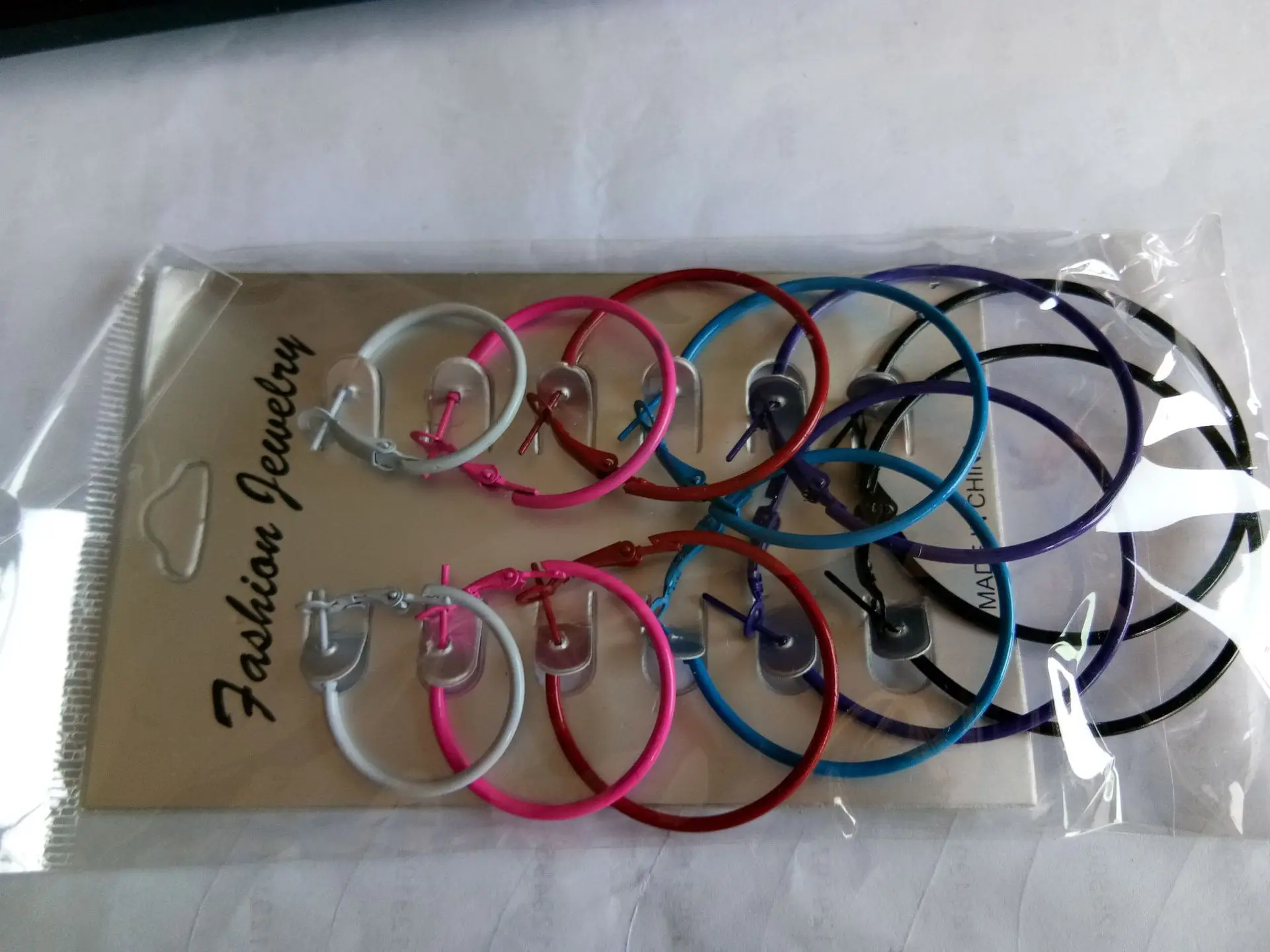 SOMESOOR Vintage Black Colorful Hoops Earrings Oversize Circles Round Ear Clip Steampunk Loops For Women Girls Gifts 6Pairs/Set