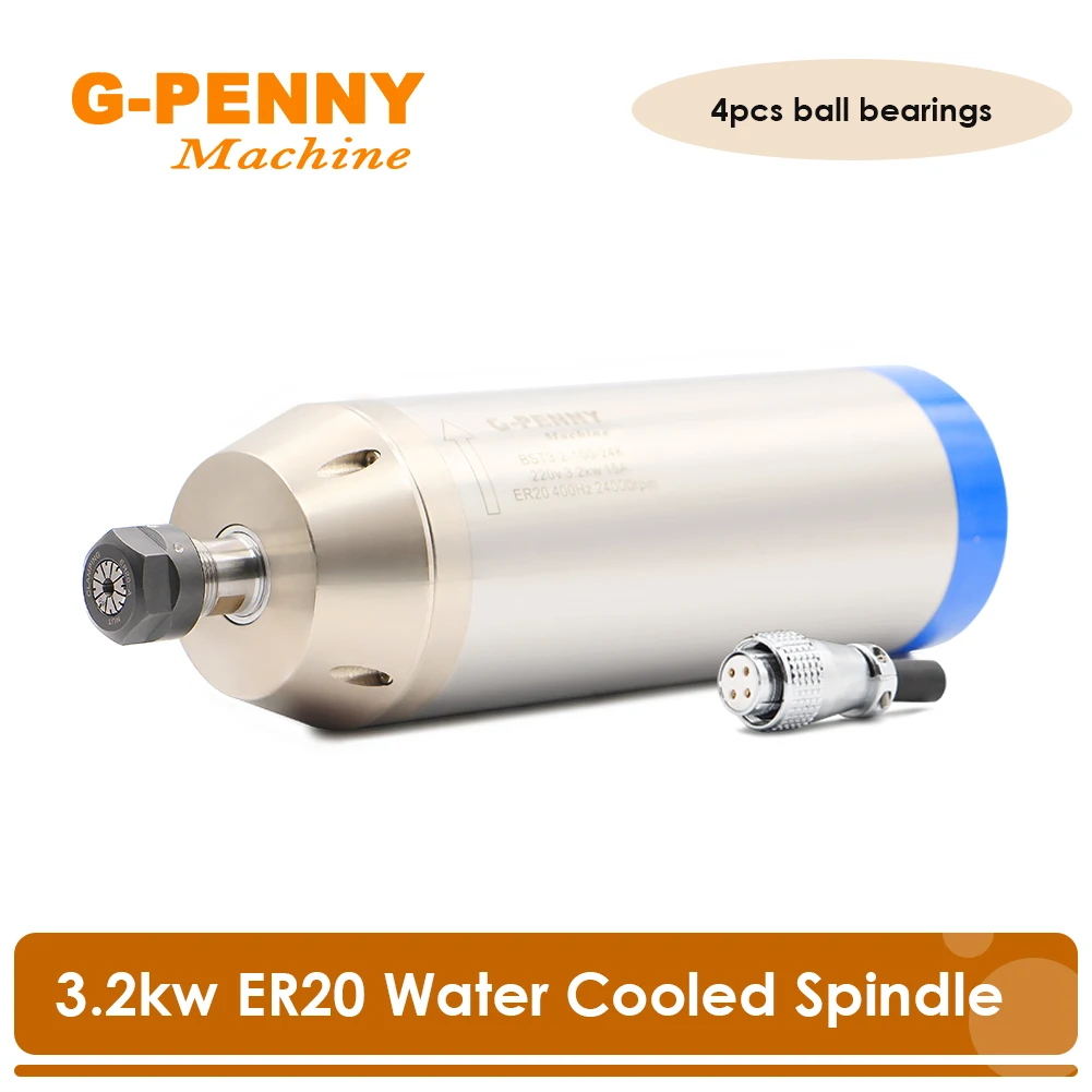 Water Cooling Spindle Motor para Cnc Router Máquina de Gravura Er20 3.2kw