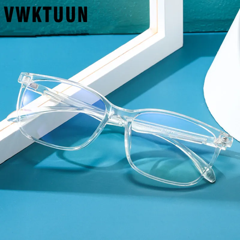 

VWKTUUN TR Glasses Frame Women Men Transparent Super Light 2020 Blue Light Blocking Glasses Square Reading Computer Glasses