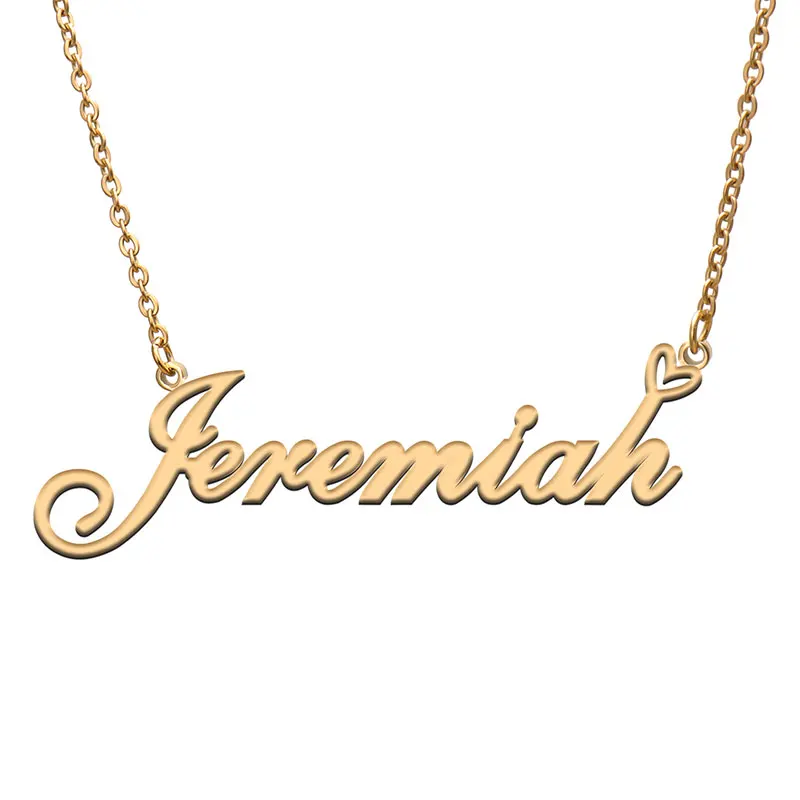 

Jeremiah with Heart Name Necklace Personalized for Women Stainless Steel Silver Jewelry Femme Mother Girl Gifts