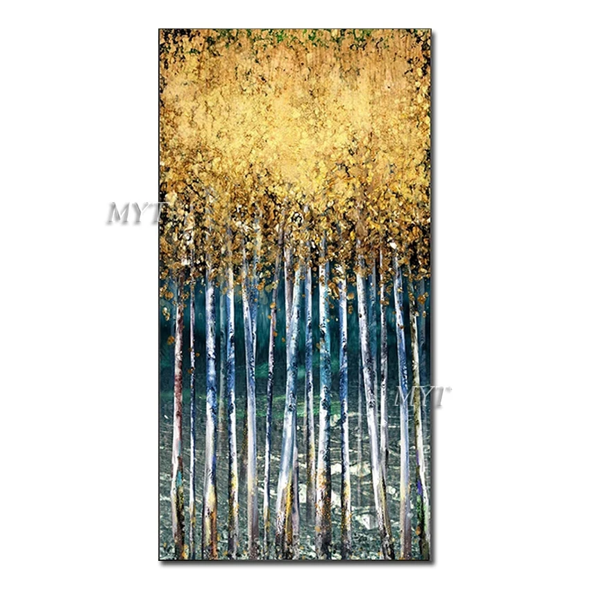 

Forest Landscape Birch Trees Oil Painting Pure Hand Painted Knife Abstract Paintings Picture Wall Decorative Art Picture Pieces