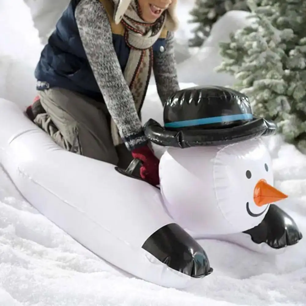 55% Wholesales Thicken Snow Tube Tear Resistance PVC Snowman Shape Inflatable Snow Sled for Skiing