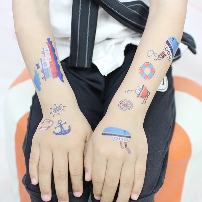 12pcs/set Temporary Tattoo for Kids Cartoon Waterproof Disposable Stickers Children Gift Party Make-up tatouage temporaire