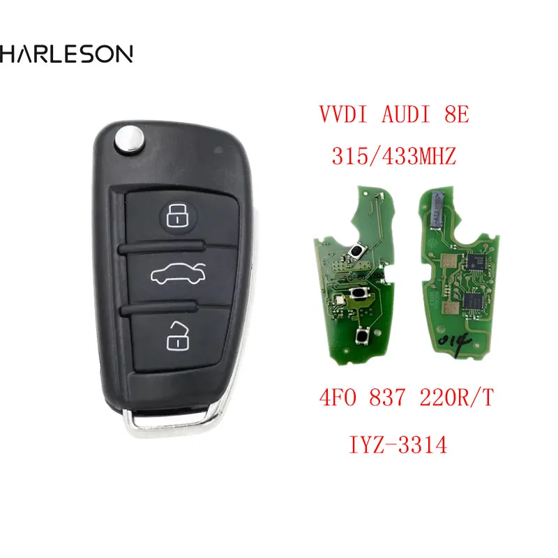 Xhorse VVDI Smart Remote Key 3 Buttons 315MHz/433/868Mhz 8E Chip for Audi A6L Q7 2005-2011 4F0837220M 4F0837220T IYZ 3314