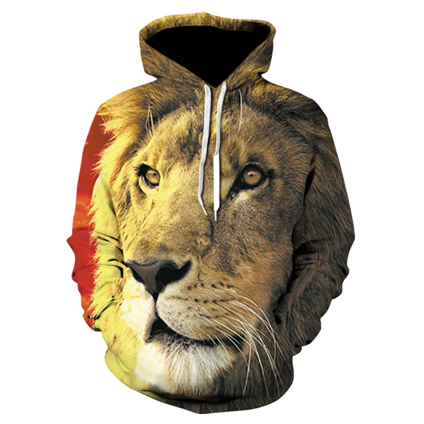 Men's 3D Harajuku Lion Head Hoodie With A New Animal-character Print Hoodie With A Retro Tracksuit Street