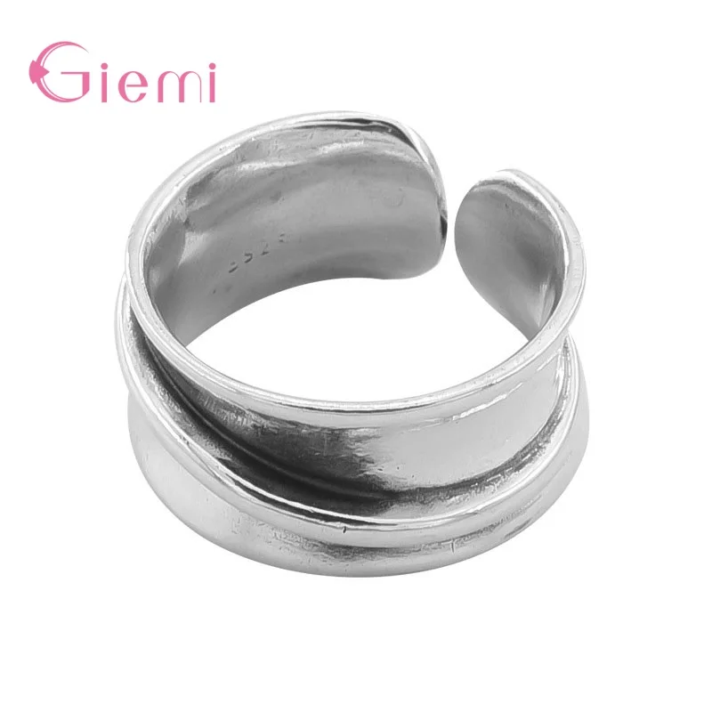 925 Sterling Silver Geometry Circular Punk Rings Opening Index Finger Accessories Buckle Joint Tail Ring for Women Jewelry