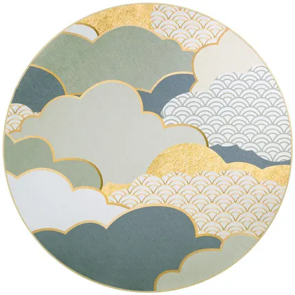 

Japanese Style Circular Geometry Creative Carpet, Non-Slip Tatami Floor Mat, Bedroom and Living Room