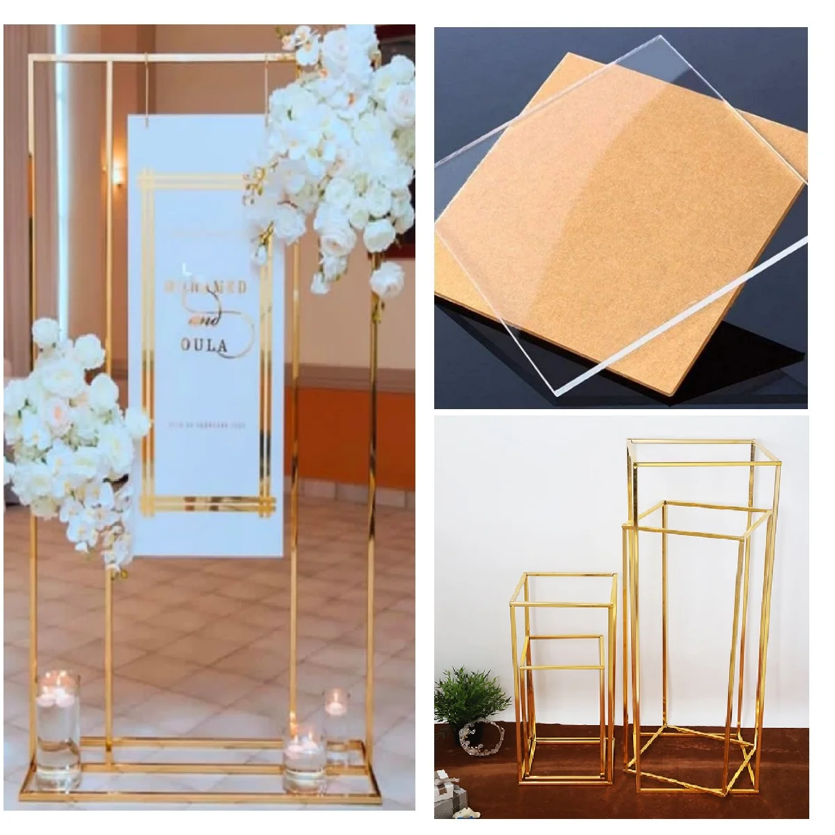 

5pcs Wedding Stage Birthday Party Flowers Balloons Iron Plinths Holder Frame Shelf Backdrops Arch Sign Picture Billboard Stand